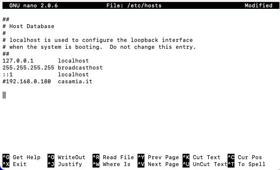 MAC terminale modifica file hosts