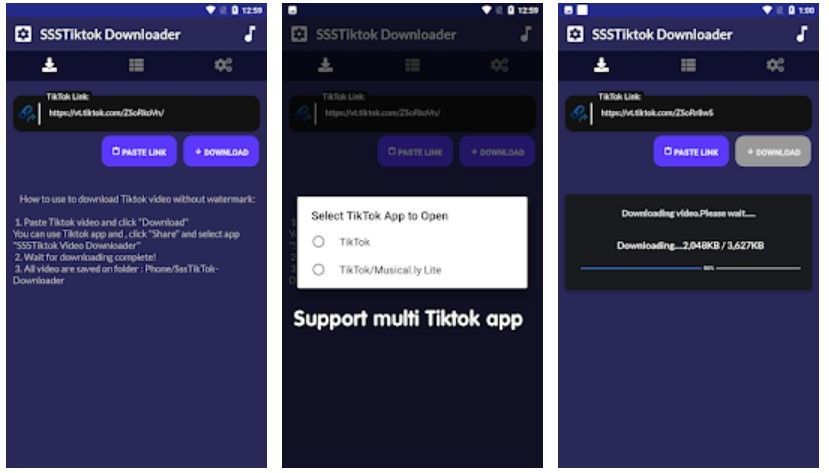 SSS tiktok downloader per Android