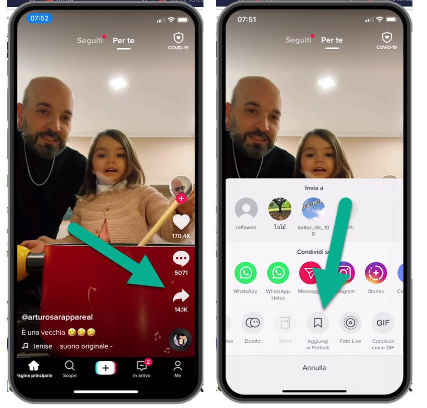 TikTok come inserire un video nei preferiti