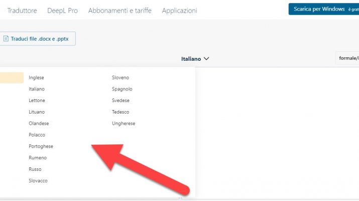 Deepl.com tratuttore alternativo a google e microsoft