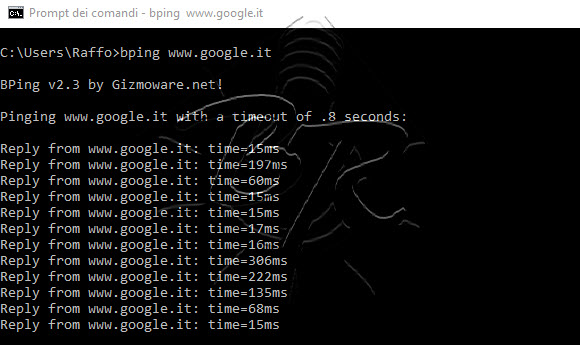 bping un ping con il suono per windows