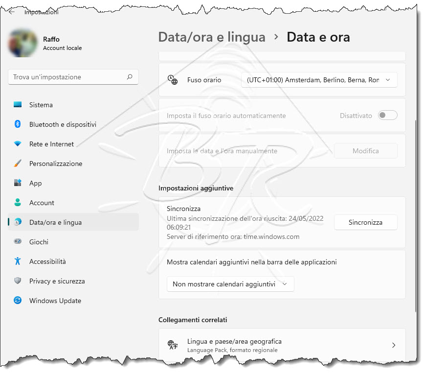 windows 11 impostazioni orologio