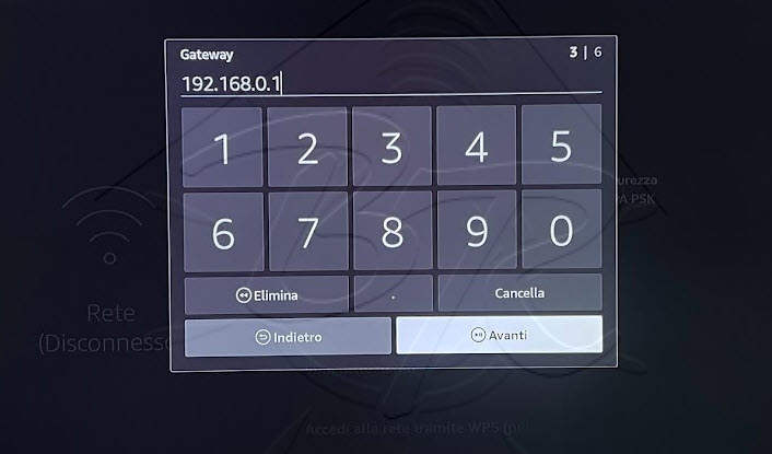 Fire TV Impostazioni - rete- avanzate- gateway
