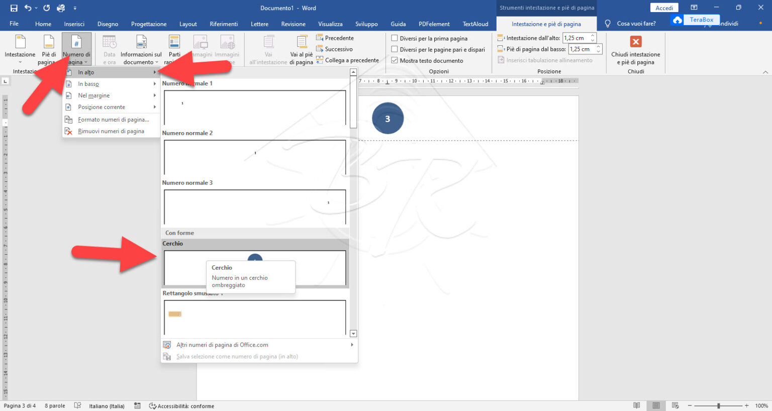 Word Come numerare le pagine non dalla prima