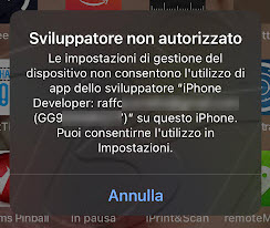 iphone ipad sviluppatore non autorizzato