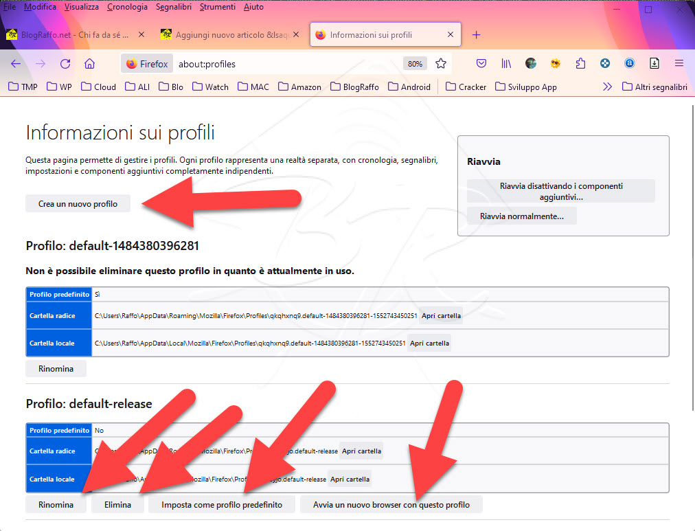 Firefox gestione profili mentre in uso