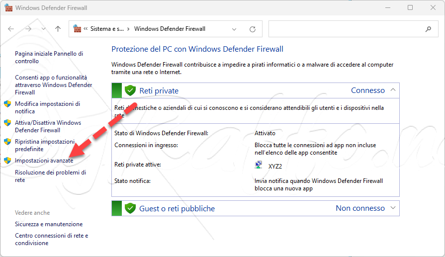 Windows Firewall - impostazioni avanzate