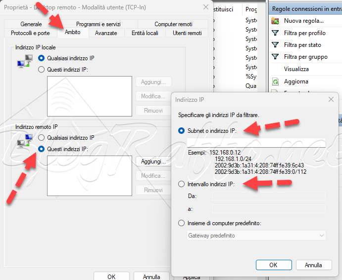 desktop Remotot - proprieta - ambito - indirizzo remoto IP