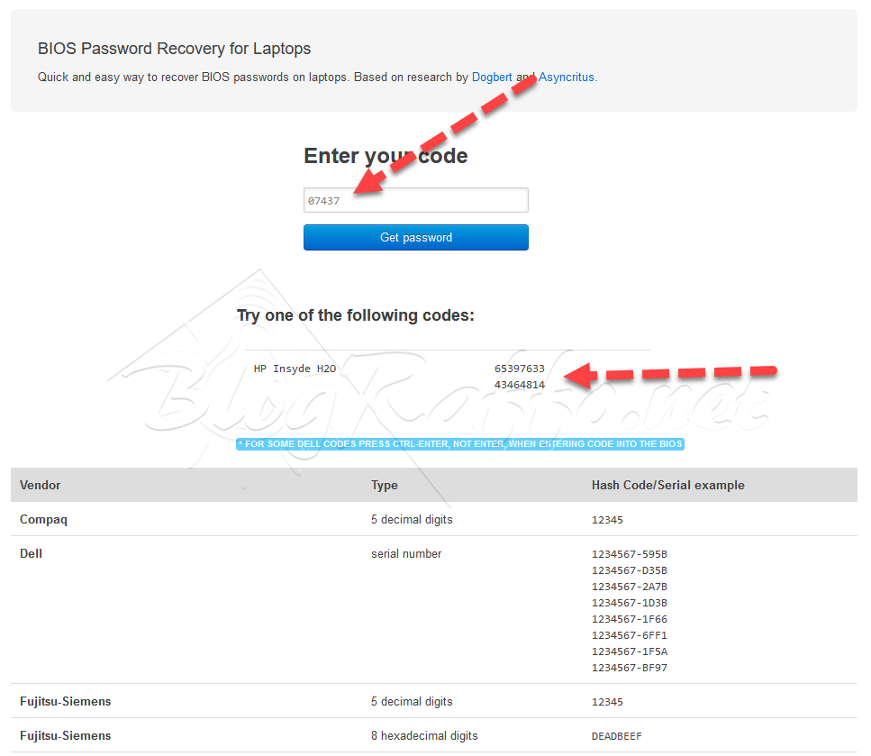 BIOS clear password