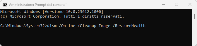 dism da terminale cmd amministratore restoreheath
