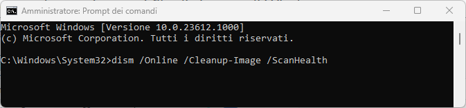 dism da terminale cmd amministratore scanhealth