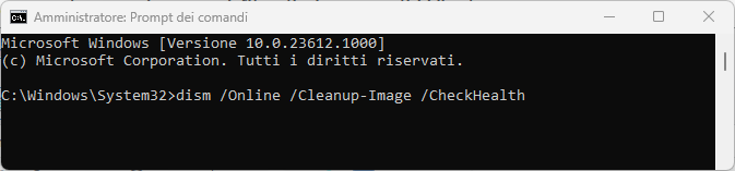 dism da terminale cmd amministratore