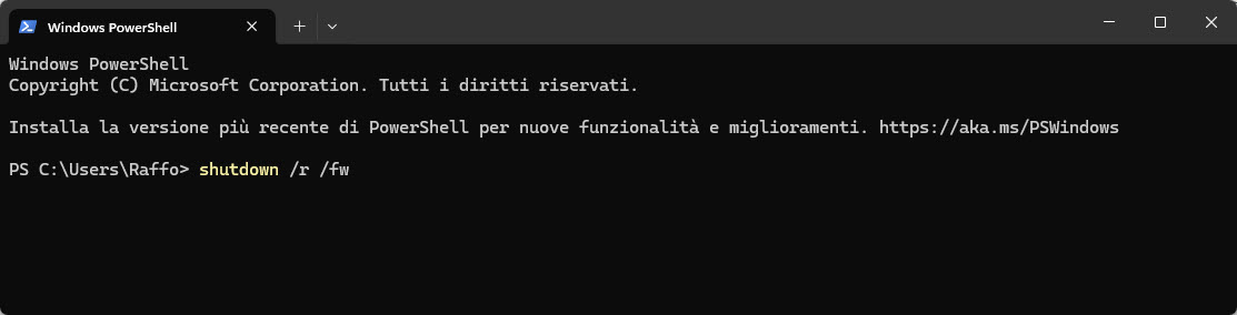 powershell riavvio bios