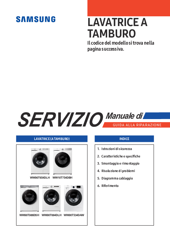 Samsung Lavatrice Crystal Clean WW90T654DLH WW10T754DBH WW90T986DSH WW90T684DLH WW90T534DAW - Manuale di riparazione - Manutenzione - spie - download scarica.pdf