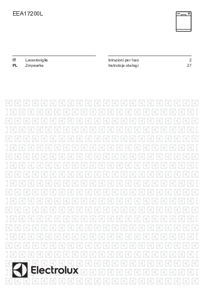 Electrolux EEA17200L Lavastoviglie Integrata Totale - Manuale  - Istruzioni uso e manutenzione - spie - download scarica.pdf